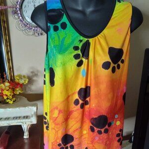 Chaos Monkey Sleeveless Tie-dye Top Shirt Rainbow Paw Size 1XL